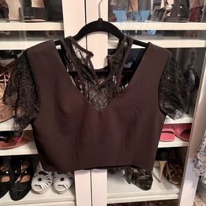 NWT Nasty Gal Black Lace Crop Top L